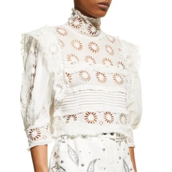 Isabel Marant Blouse & Skirt Set White Floral Eyelet size 34 - Picture 14 of 14